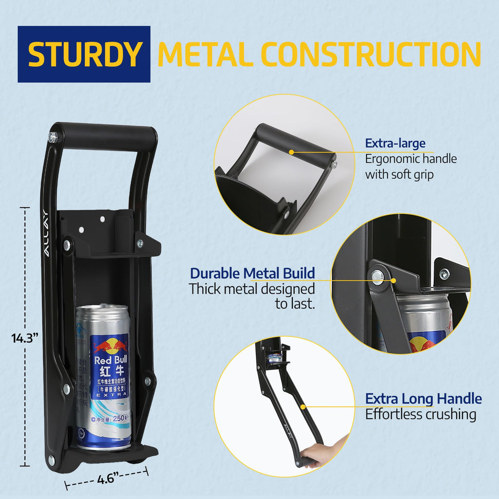 16oz Wall Mounted Can Crusher with Built-In Bottle Opener J357