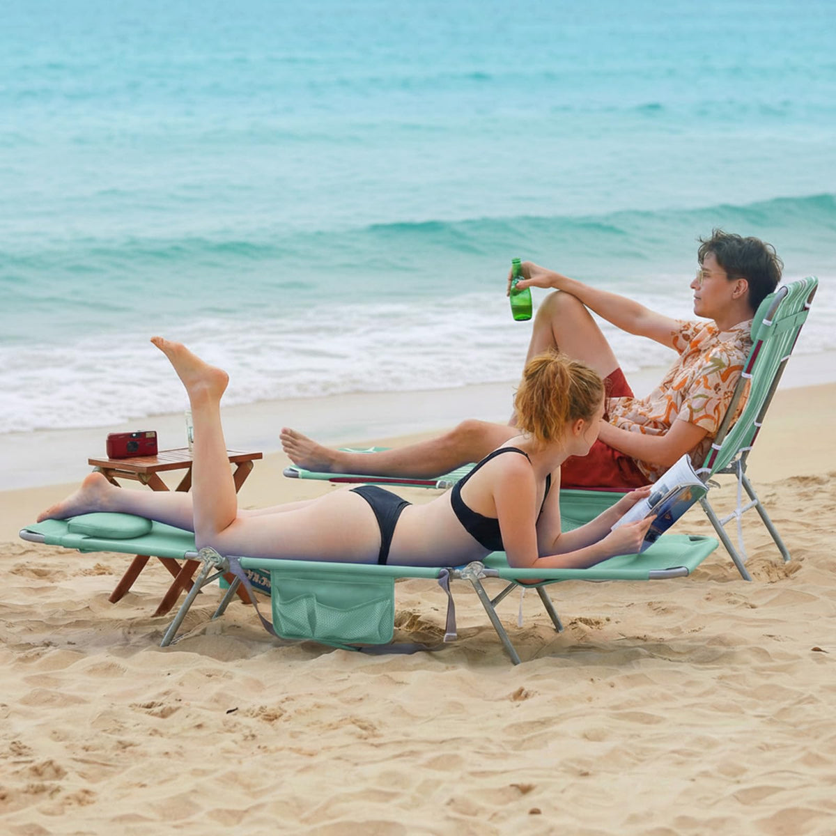 Portable Folding Beach Chair with Face Hole S812126