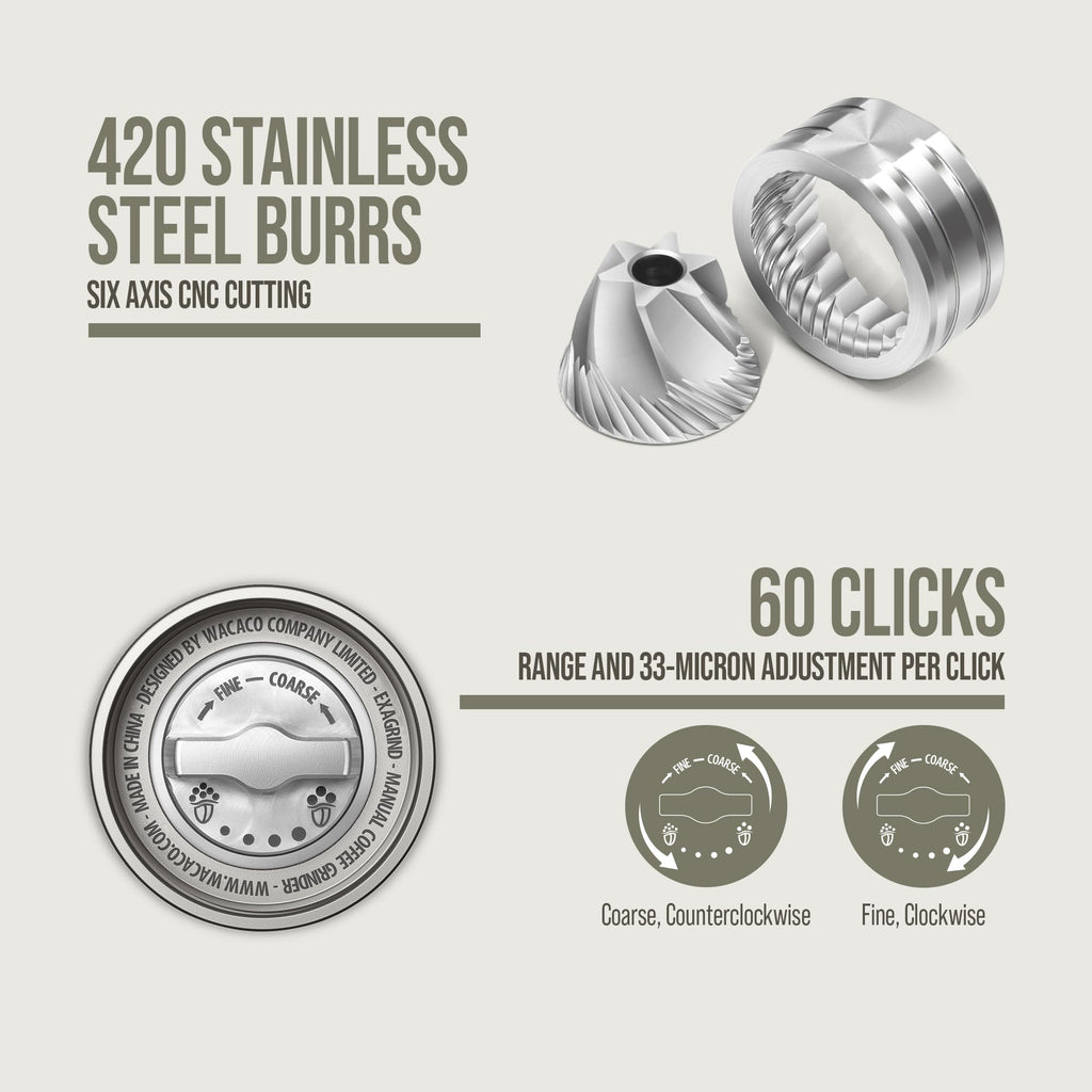 Manual 38mm Stainless Steel Conical Burr Coffee Grinder C8907