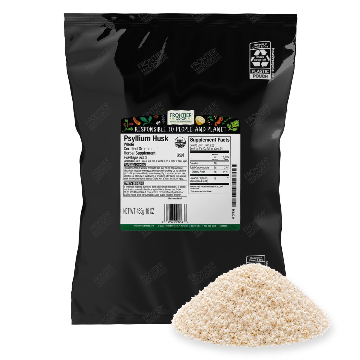 Organic Whole Psyllium Husk 16 Ounce G9870