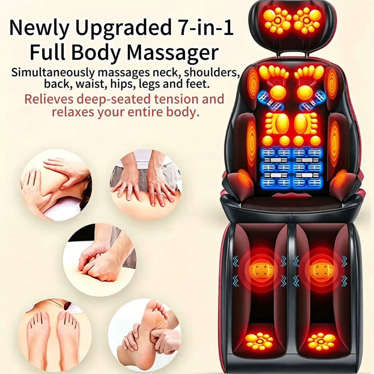 16D Electric Shiatsu Full Body Massage Mat with Foot Massager Z3007