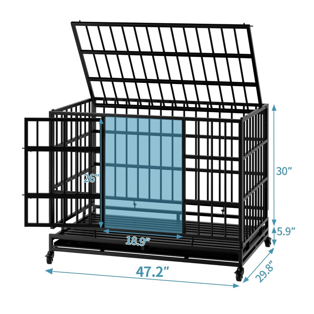 48 Inch Heavy Duty Metal Dog Crate with Wheels W811