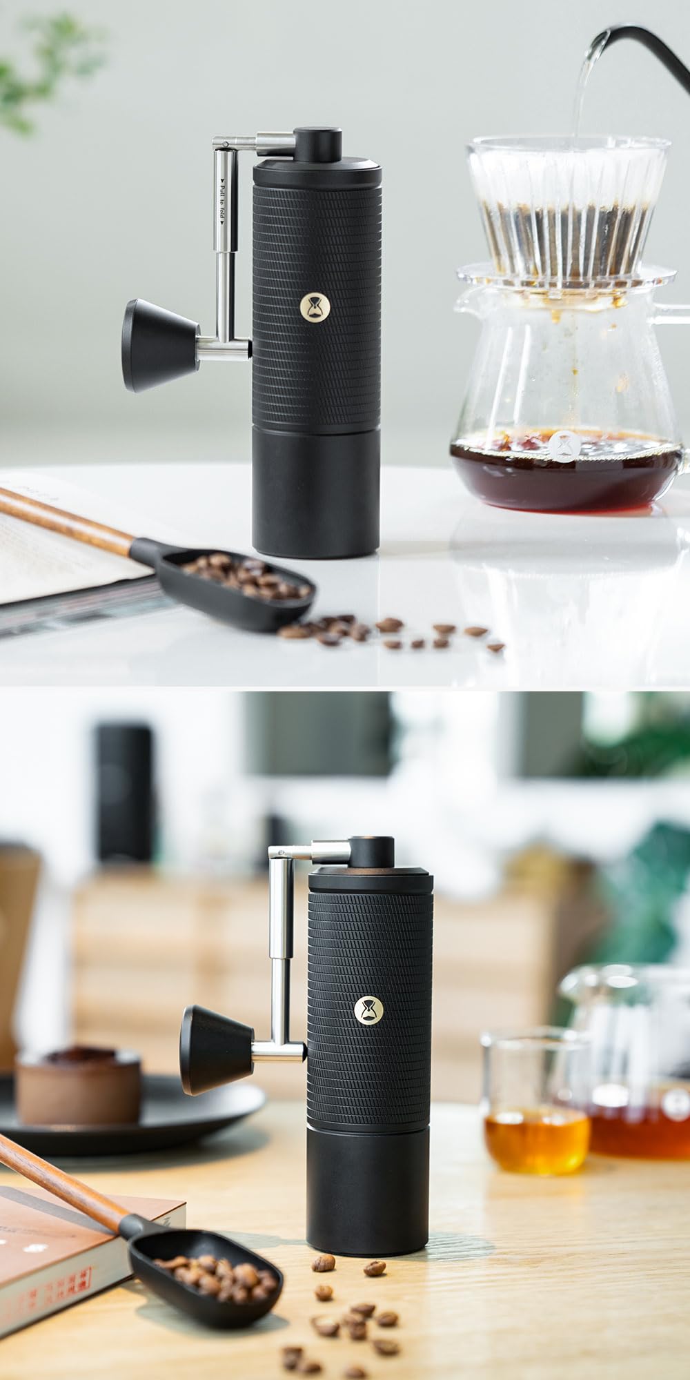 Manual Coffee Grinder 30g CNC Stainless Steel Conical Burr Matte Black X1919