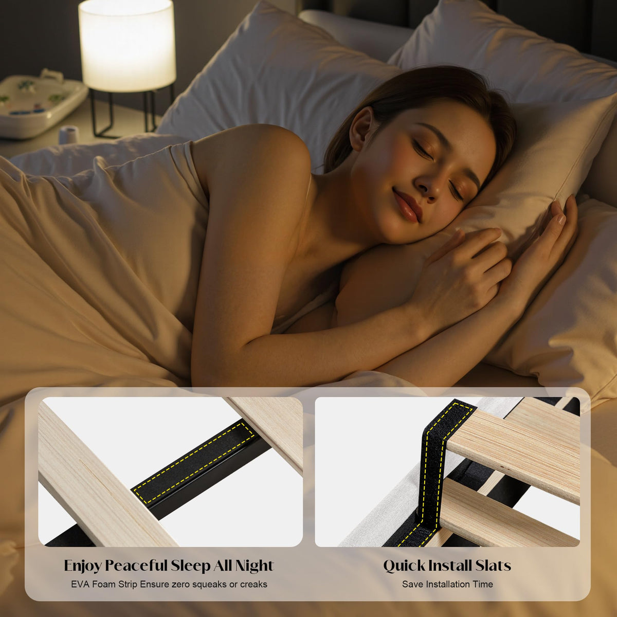 Queen Bed Frame Upholstered Bed White M94233