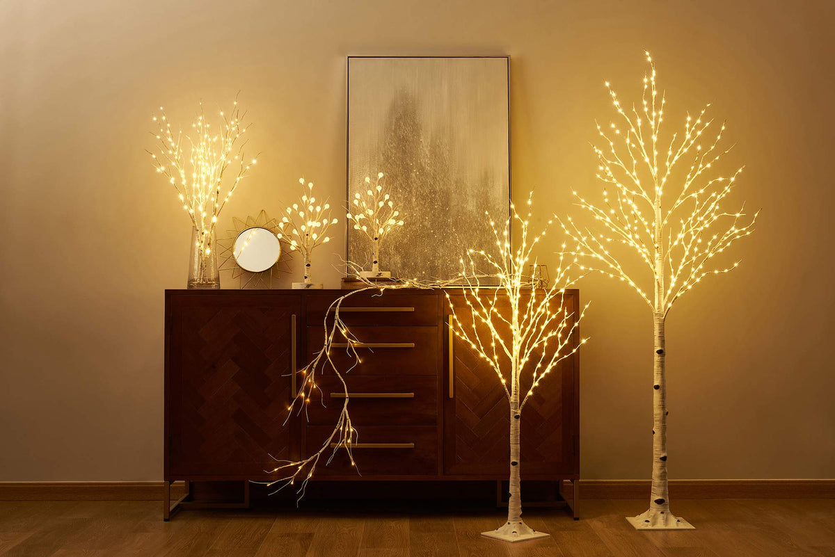 Lighted Birch Tree with Timer 18IN 24 LED C93660