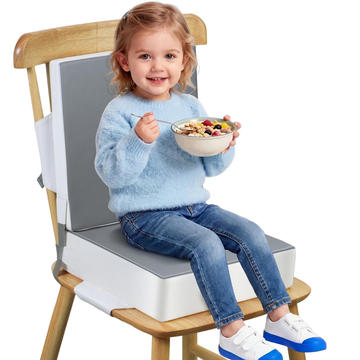 Grey Toddler Booster Seat for Kitchen Chair H52578