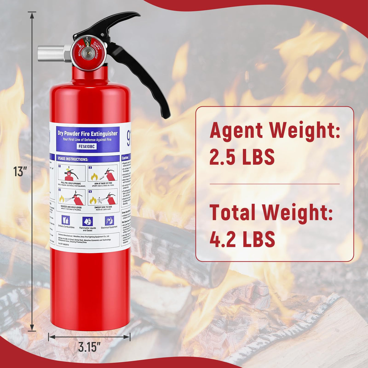 2 Pack 2.5LB ABC Dry Powder Fire Extinguisher O8462