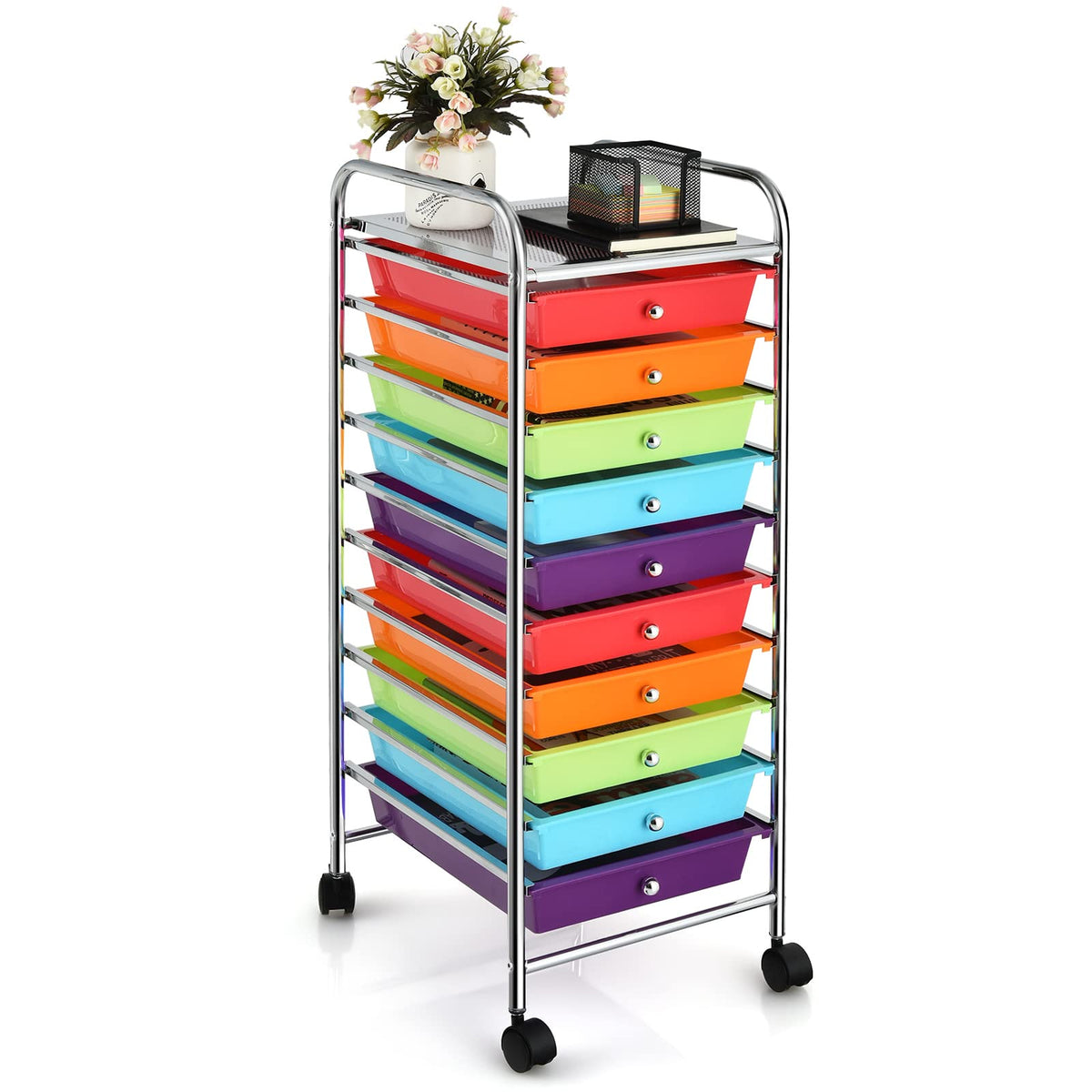 10 Drawer Rolling Storage Cart with Steel Frame Z98647