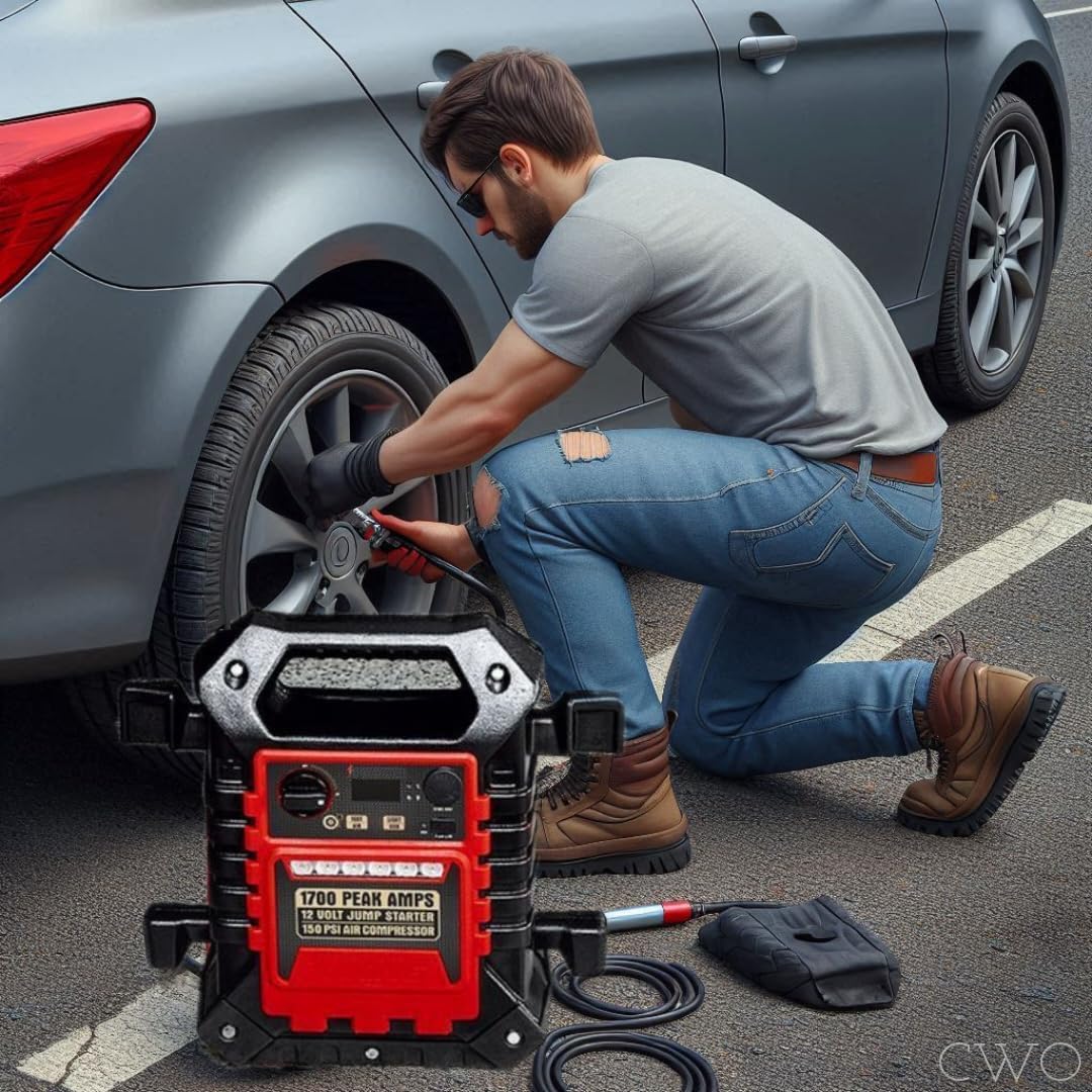 Portable Jump Starter & Power Pack with 150 PSI Air Compressor E4627