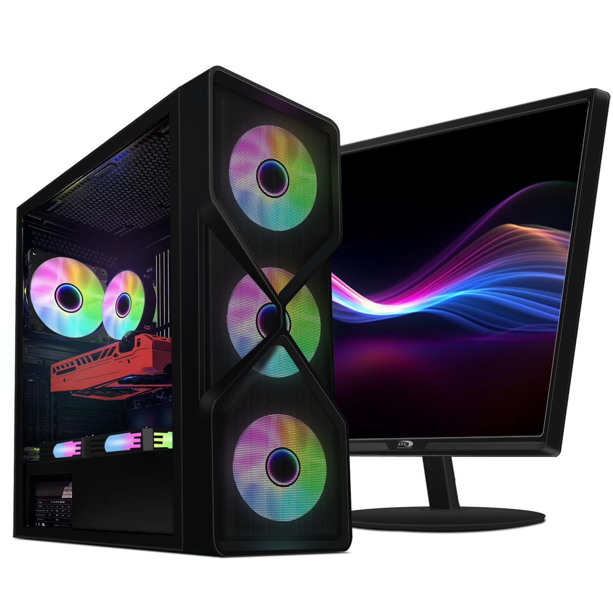 RGB PC Bundle with 24 inch FHD LED Monitor, Intel Core i5, GeForce RTX 2060, 16GB DDR4, 1TB SSD P3033