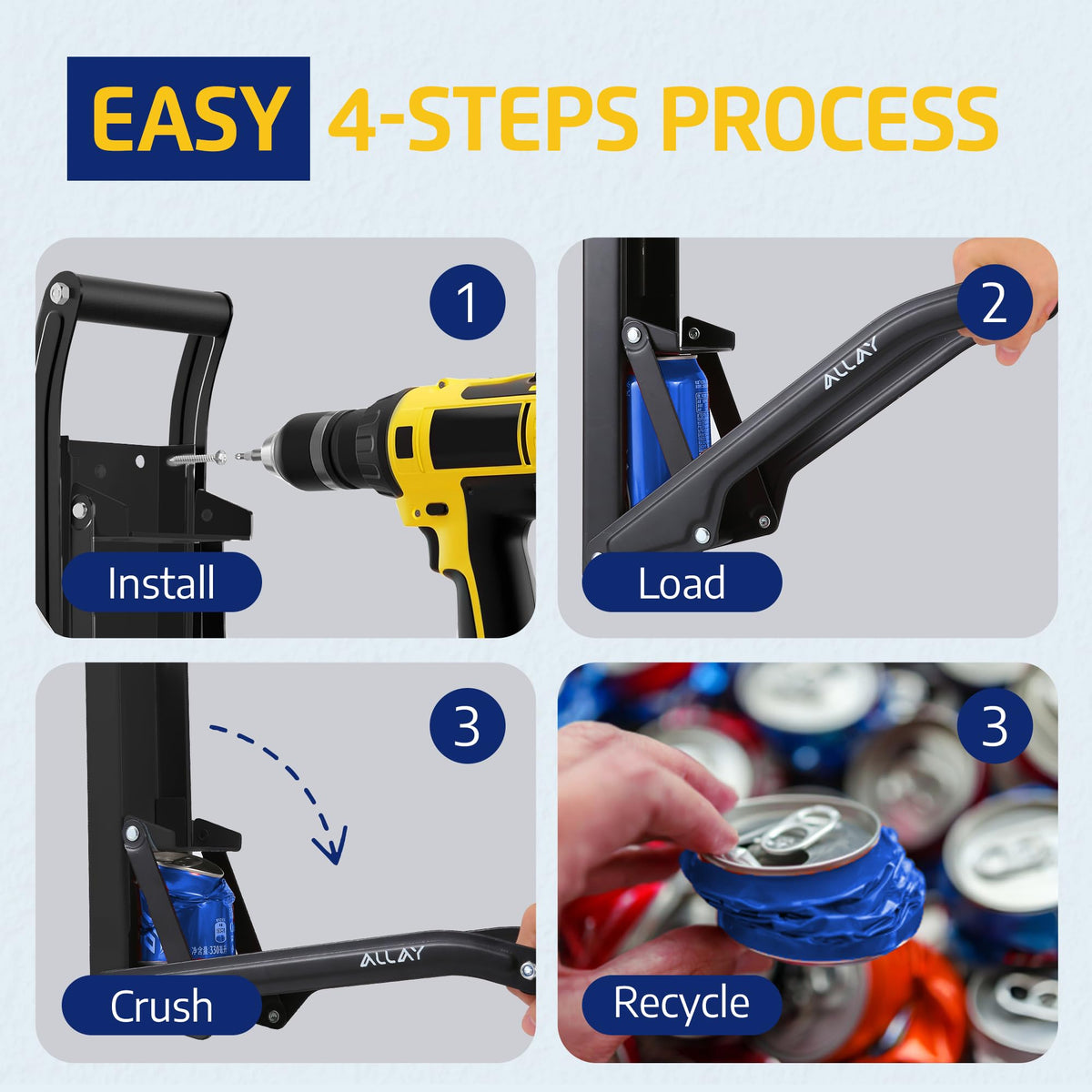 16oz Wall Mounted Can Crusher with Built-In Bottle Opener J357