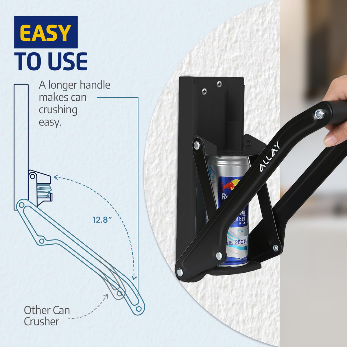 16oz Wall Mounted Can Crusher with Built-In Bottle Opener J357