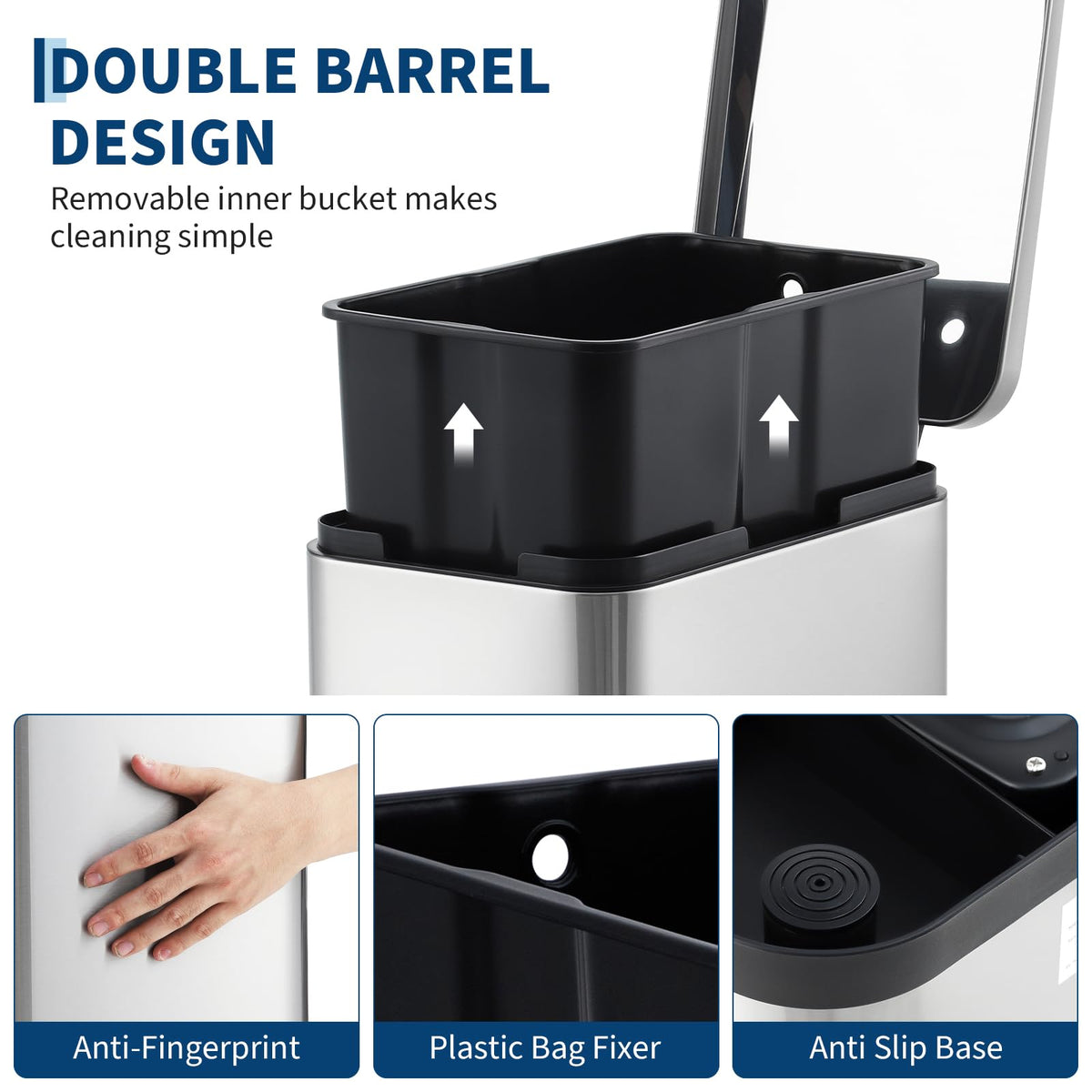 13 Gal Stainless Steel Step-On Kitchen Trash Can S799312