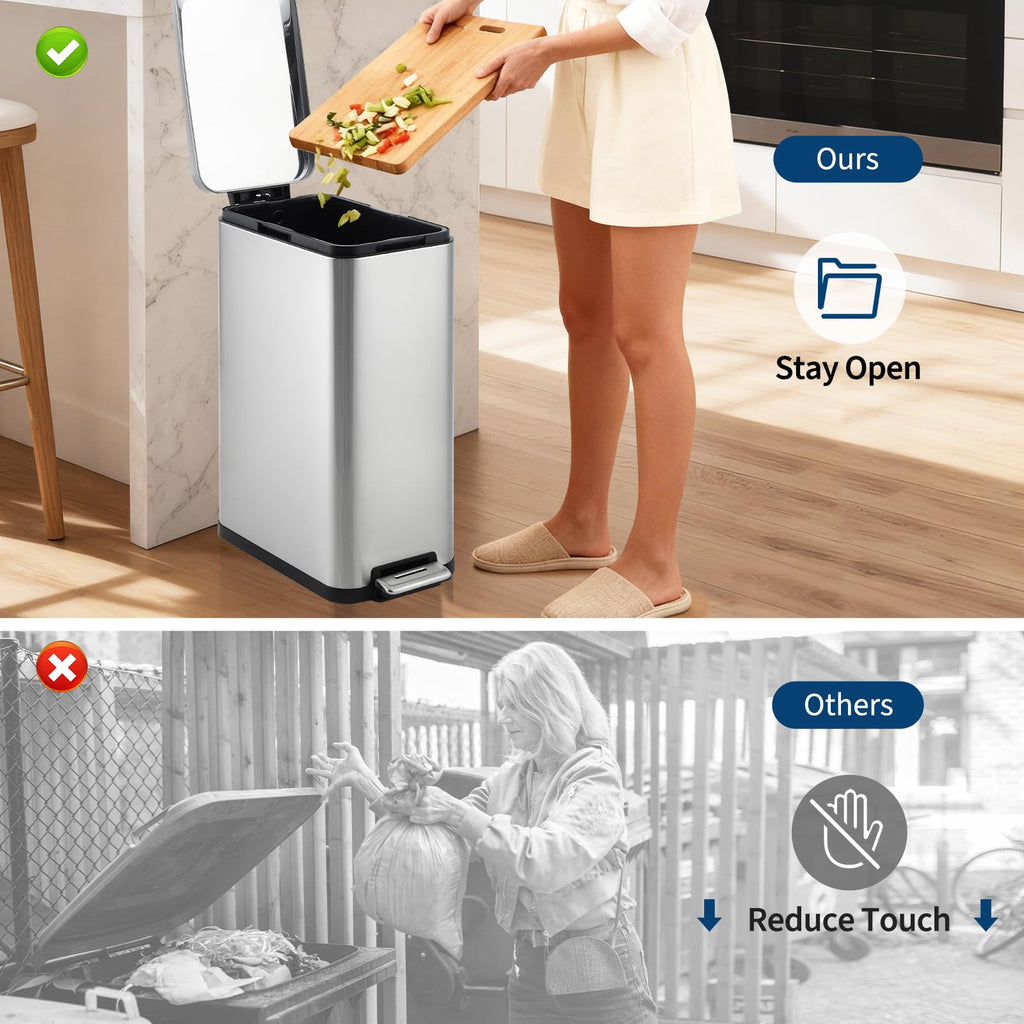13 Gal Stainless Steel Step-On Kitchen Trash Can S799312