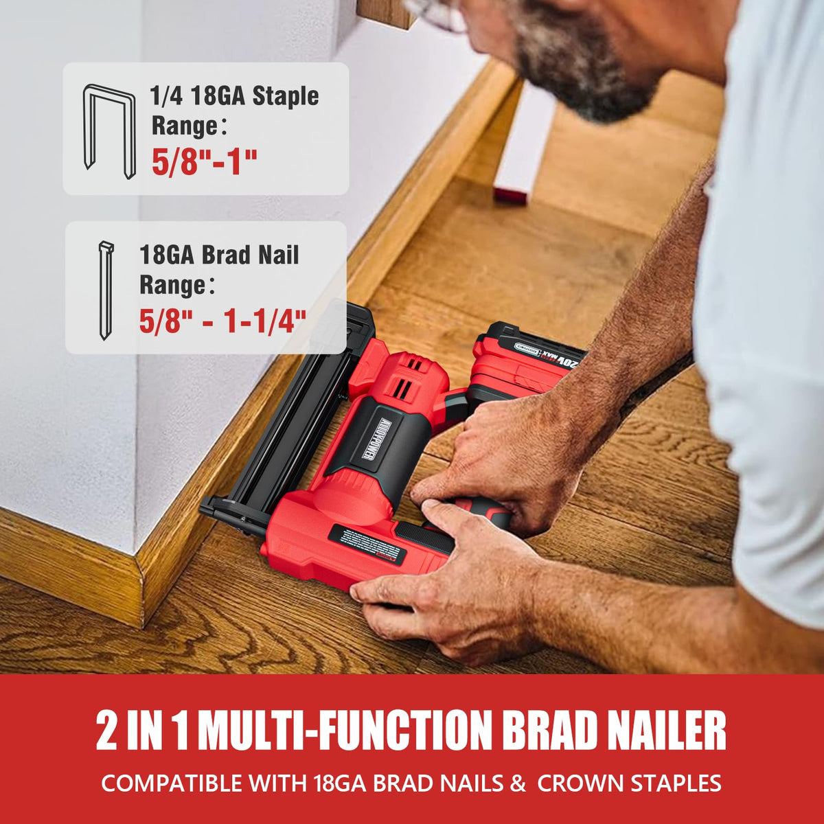 2 in 1 Cordless Brad Nailer/Electric Stapler with Battery and Charger Z17116