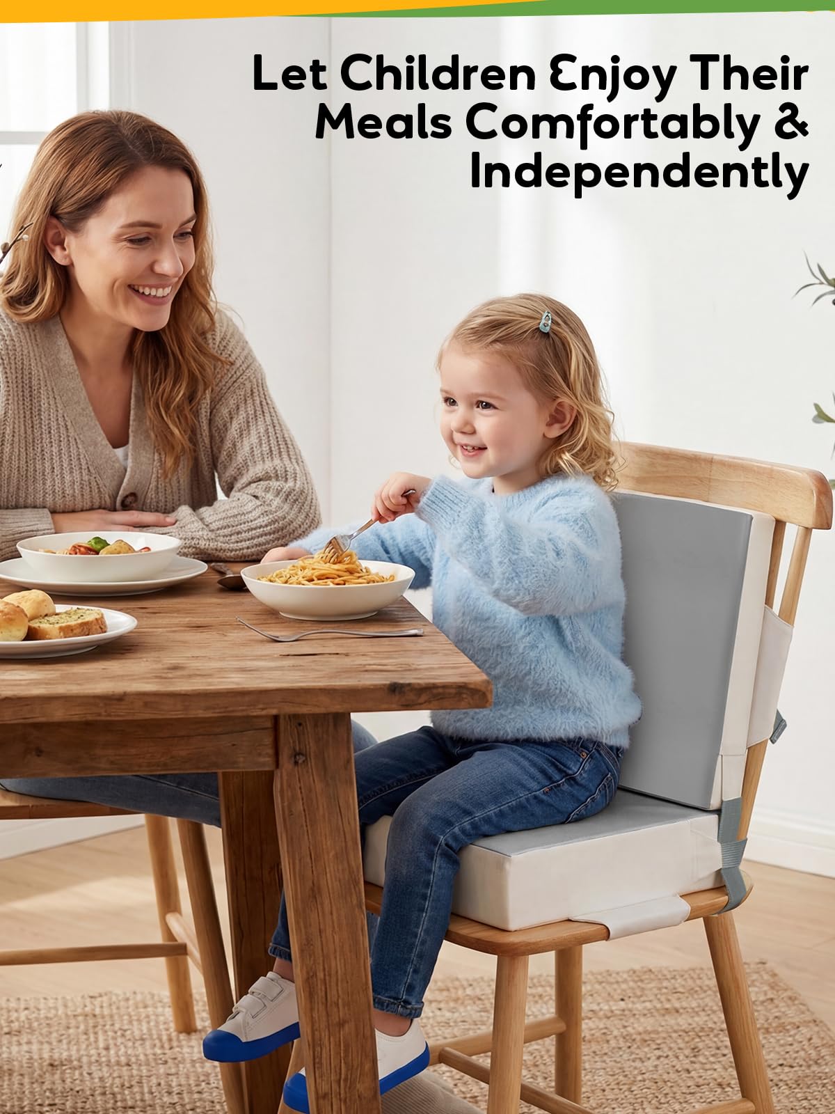 Grey Toddler Booster Seat for Kitchen Chair H52578