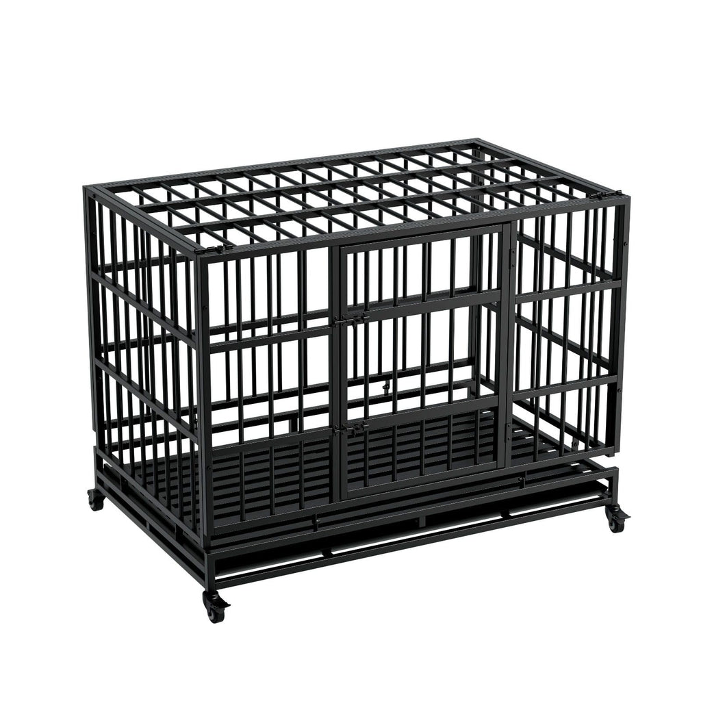 48 Inch Heavy Duty Metal Dog Crate with Wheels W811