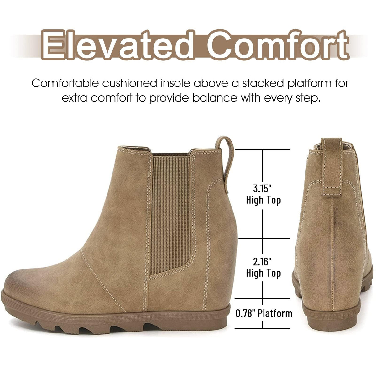 Women's Hidden Heel Chelsea Ankle Wedge Boots E147840