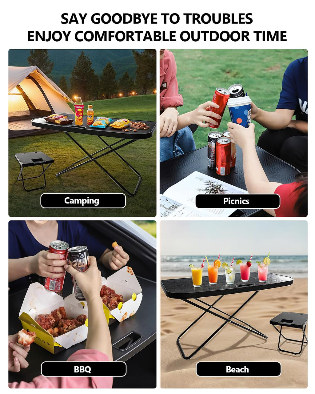 Portable Folding Camping Table with 2 Pack Chair A374