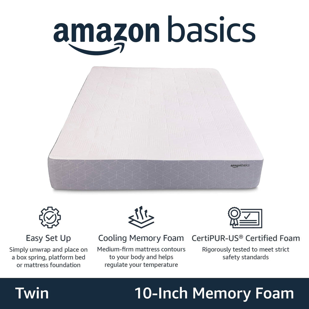 Medium-Firm Cooling Gel Memory Foam Mattress, Twin Size V782383