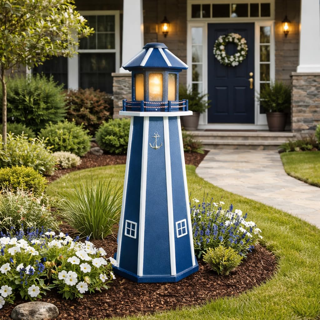 Navy 4ft Solar Lighthouse I7217