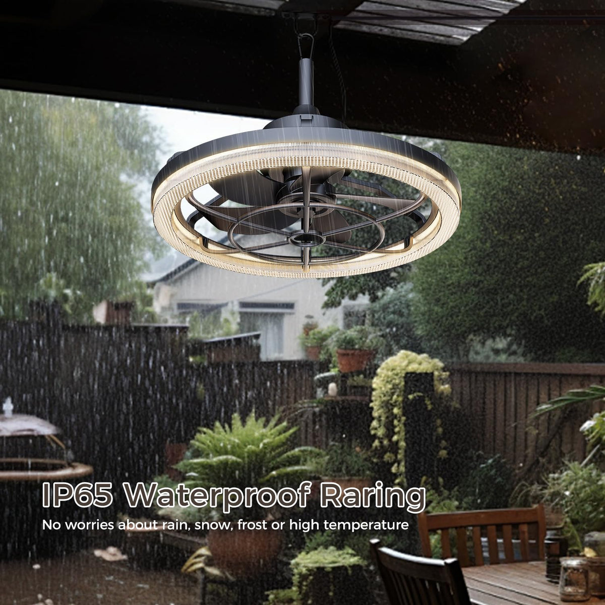 20" Outdoor Ceiling Fan with Light S654