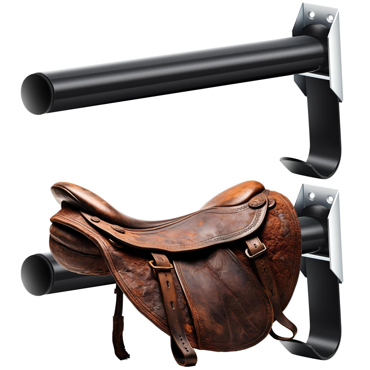 2 Pcs Wall Mount Saddle Rack with Bridle Holder A1063