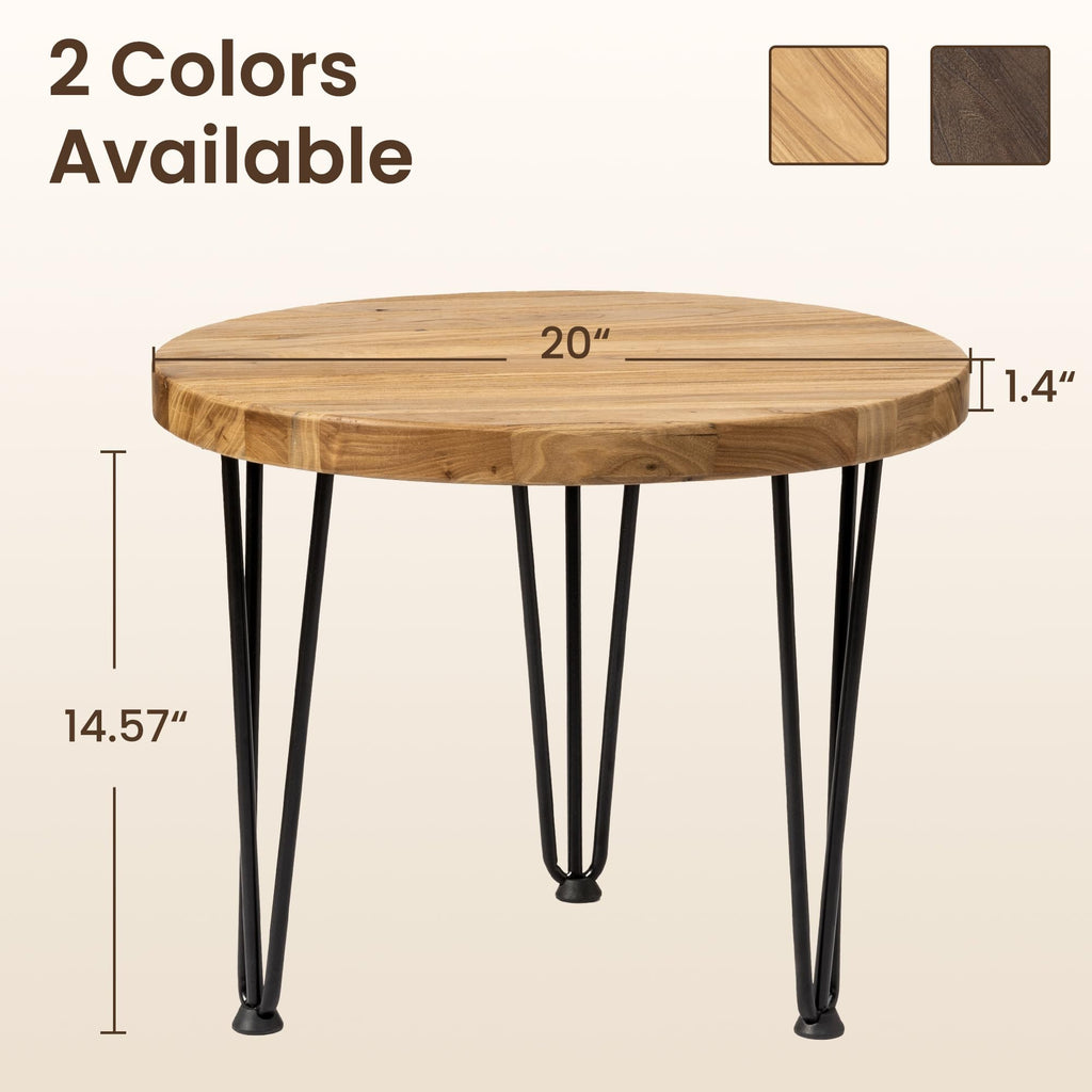 Round Elm Wood Nesting Coffee Table with Metal Legs N101153