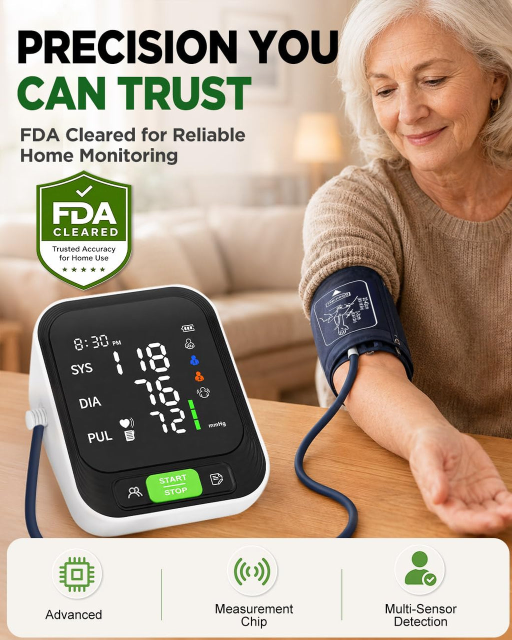 Upper Arm Blood Pressure Monitor with Large Cuff D506