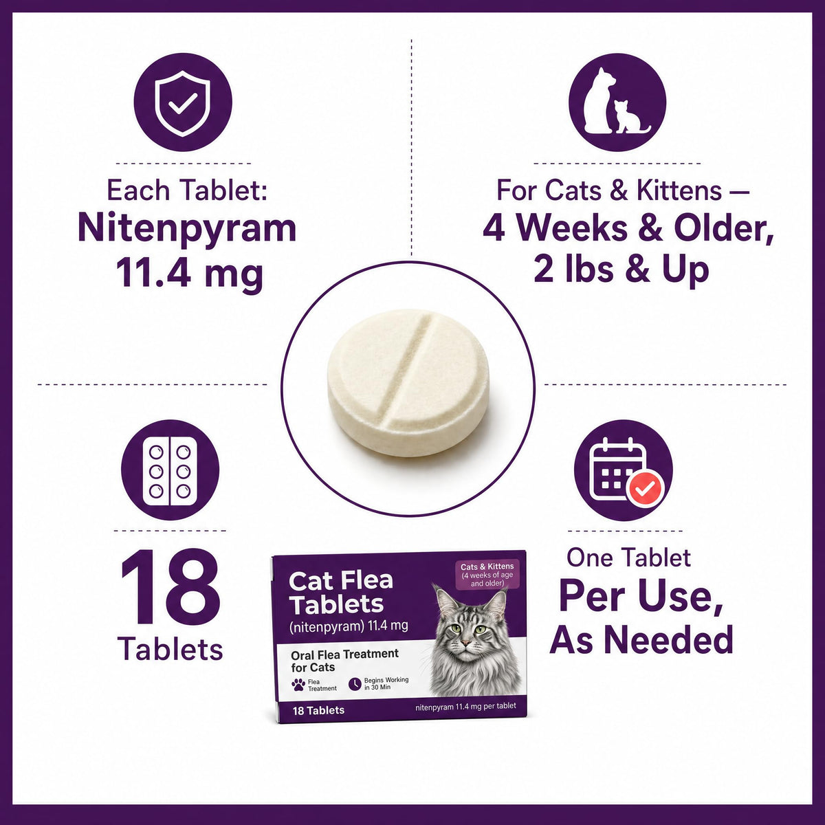 Flea Treatment Tablets 11.4 mg 18 Count Q858