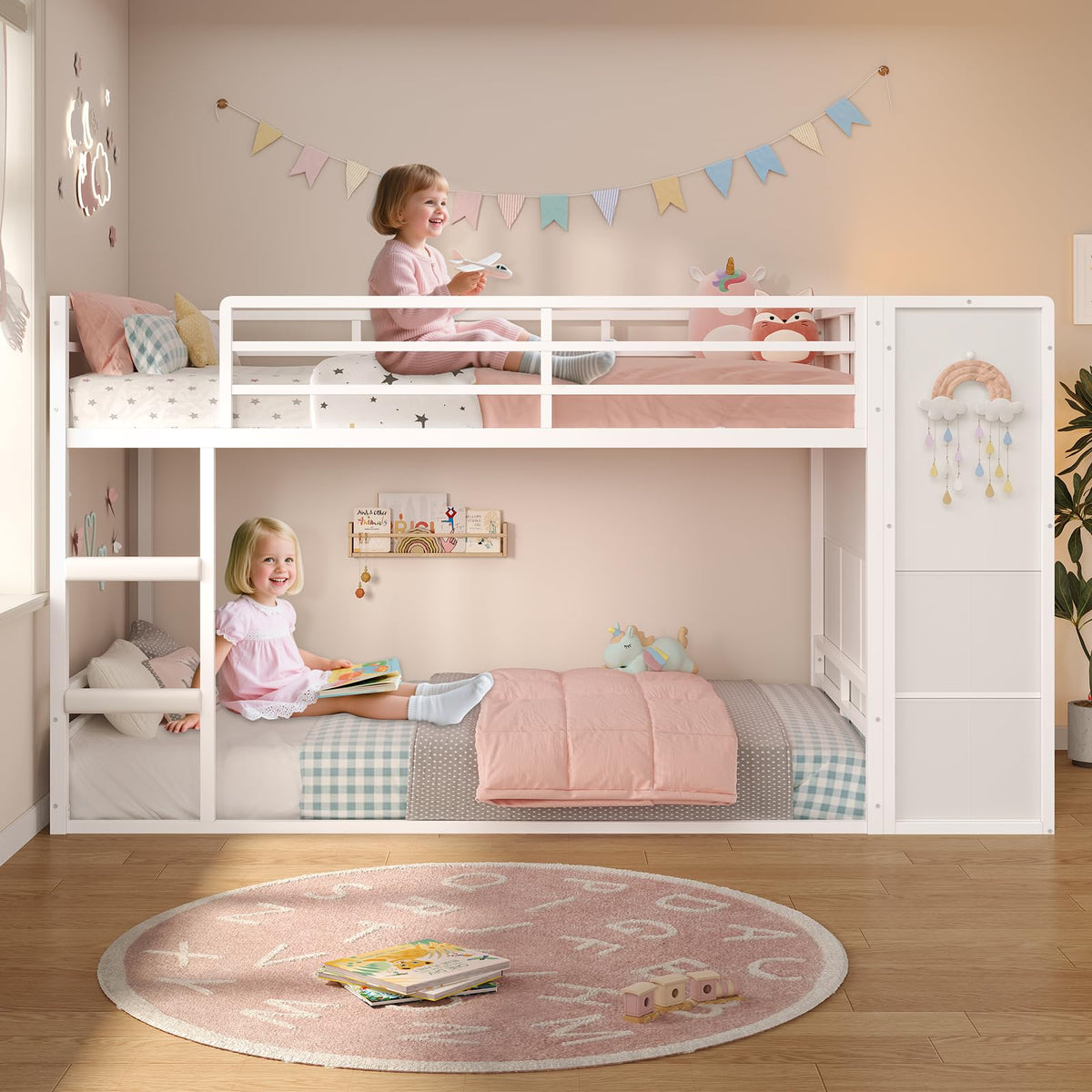 Twin Over Twin Bunk Bed with 6 Storage Drawers S589