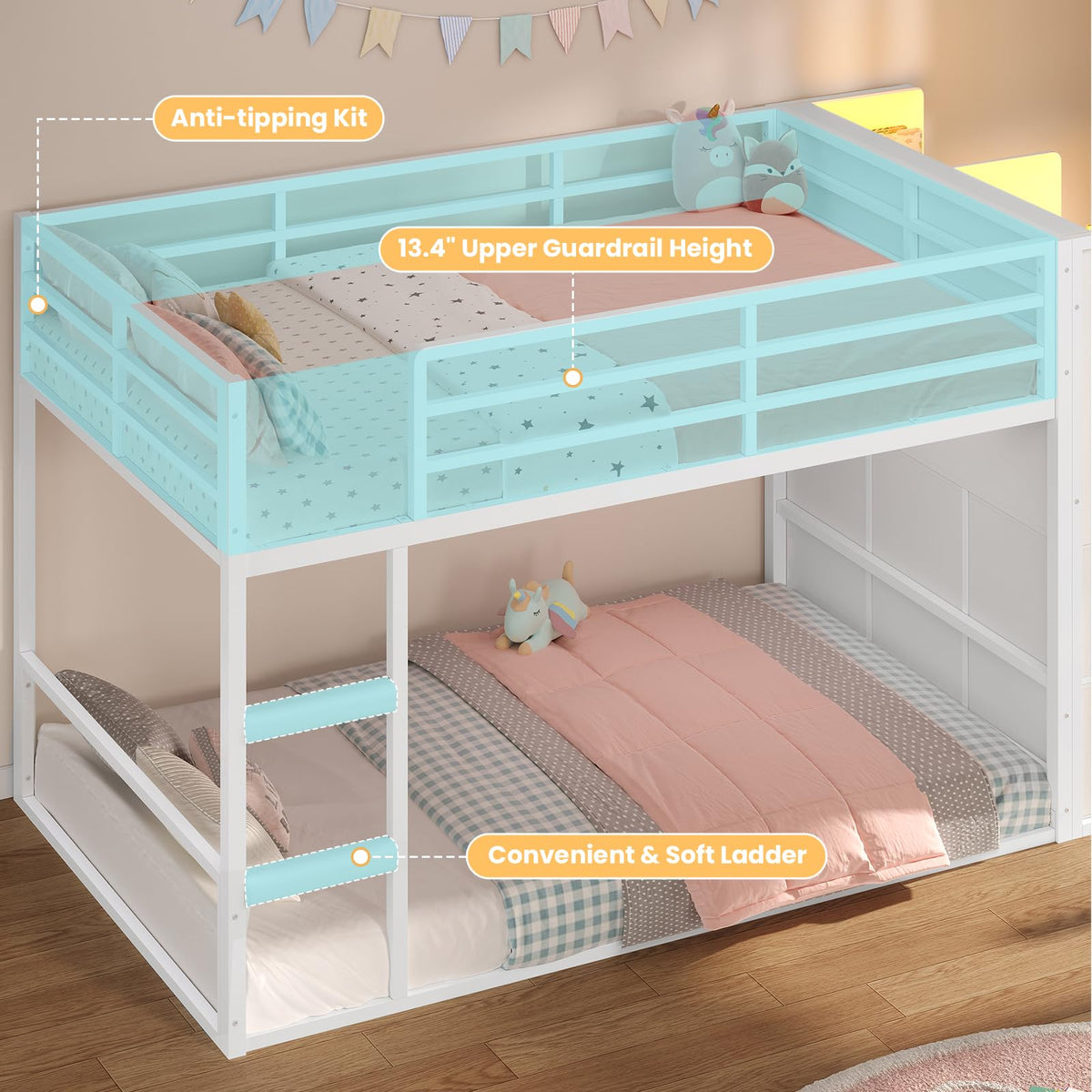 Twin Over Twin Bunk Bed with 6 Storage Drawers S589