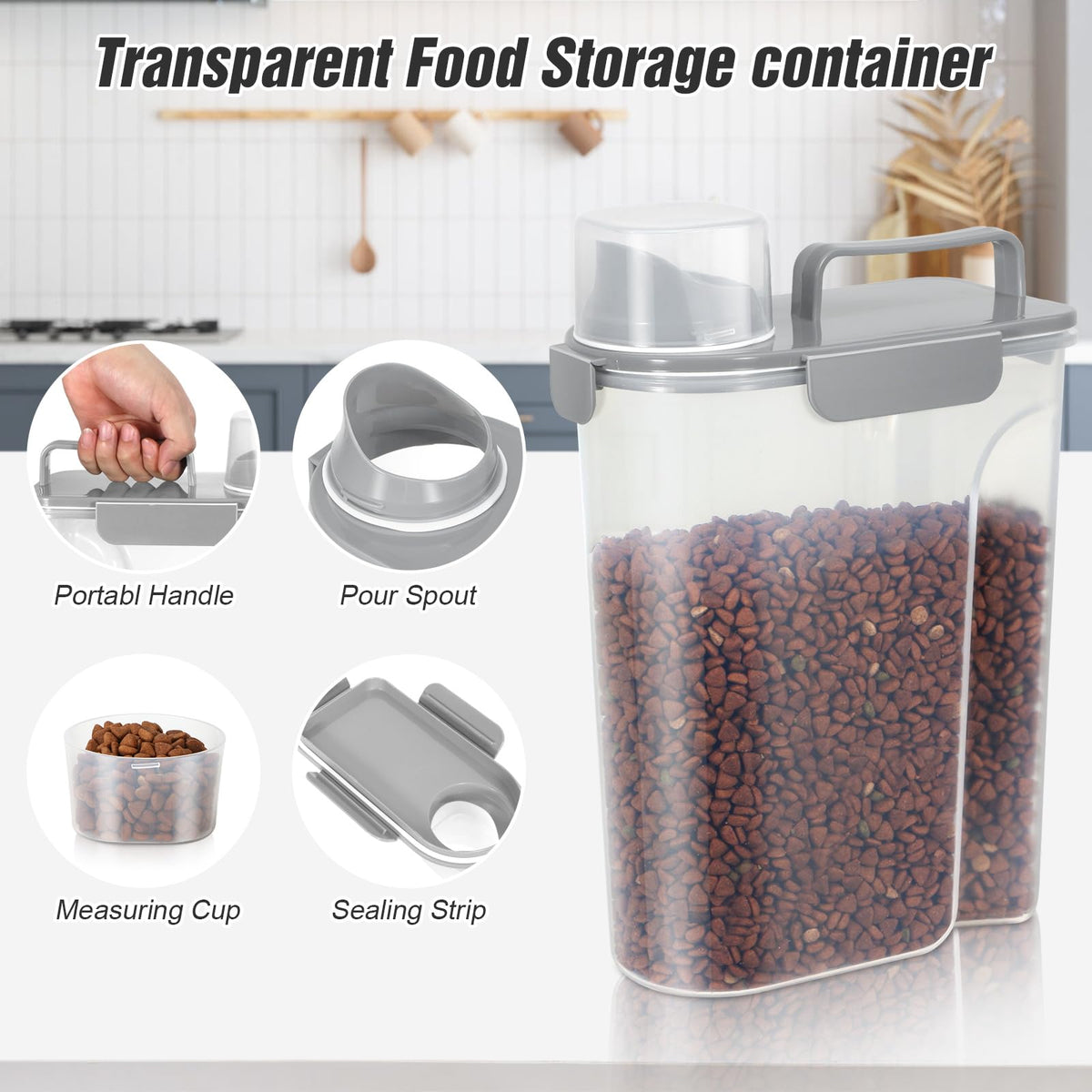 2 Pack Airtight Pet Food Storage Containers with Spout H14578