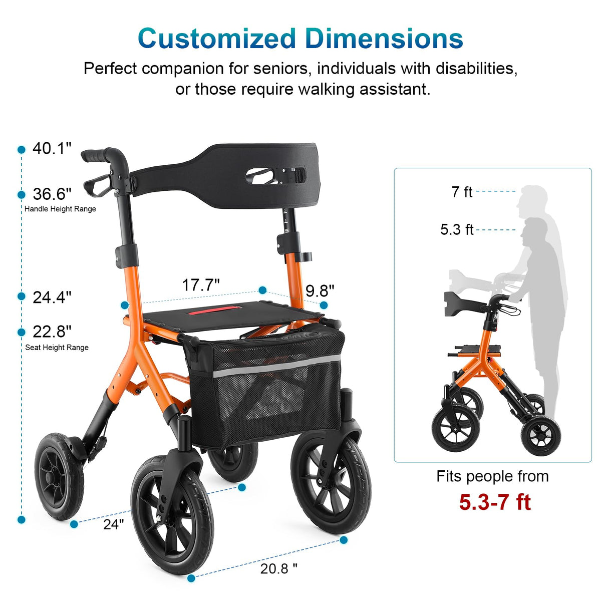 Tall Foldable Walker with Seat X336806