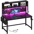 Black 47 Inch Gaming Desk with Hutch and Pegboard V809839