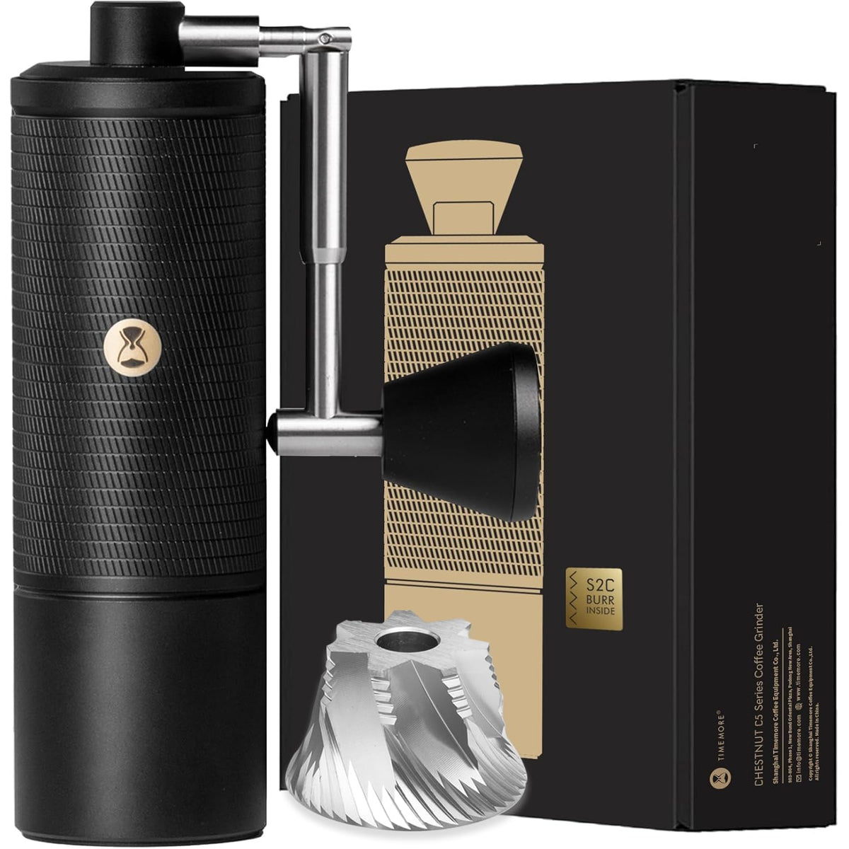 Manual Coffee Grinder 30g CNC Stainless Steel Conical Burr Matte Black X1919