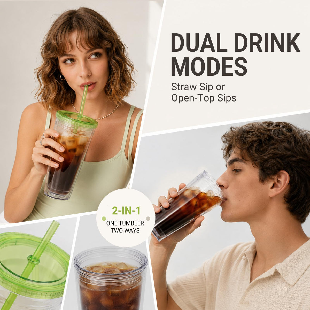 32oz Clear Tumblers with Lids and Straws C34819