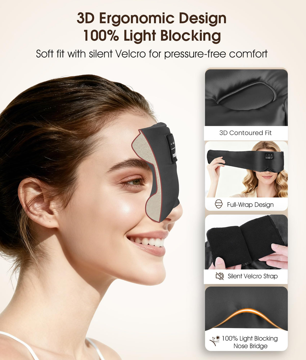 Silk Sleep Mask Bluetooth Headphones U3232