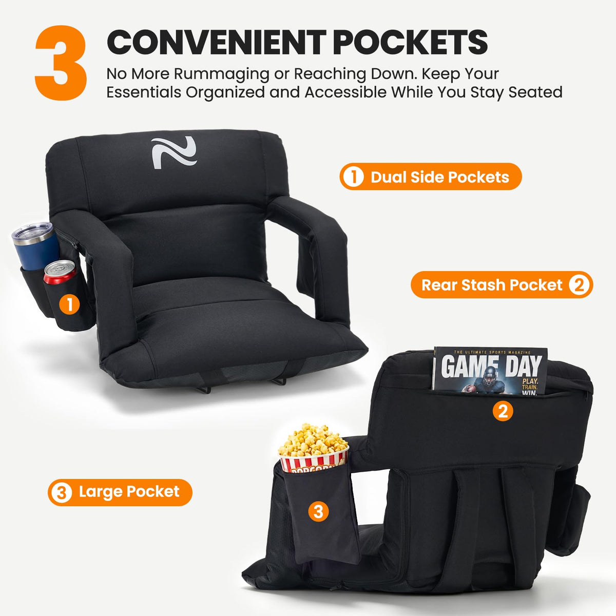Extra Wide Padded Stadium Seats with Back Support U694668