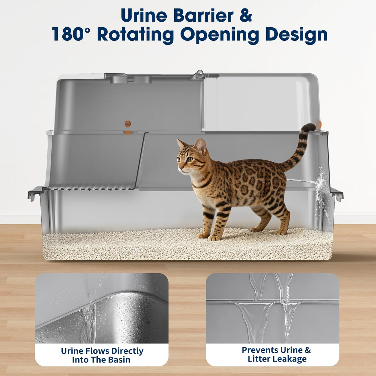 XXXL Stainless Steel Cat Litter Box with Lid C631