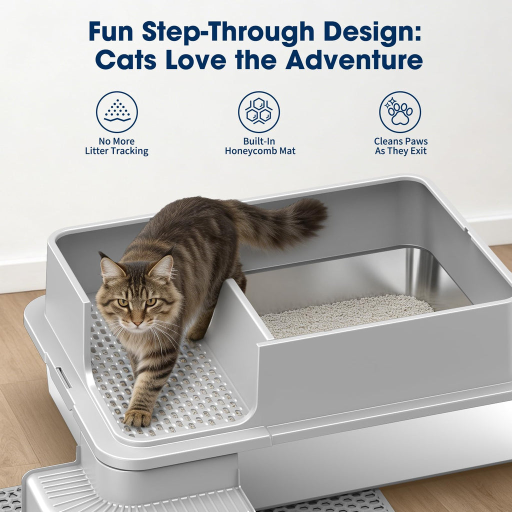XXXL Stainless Steel Cat Litter Box with Lid C631