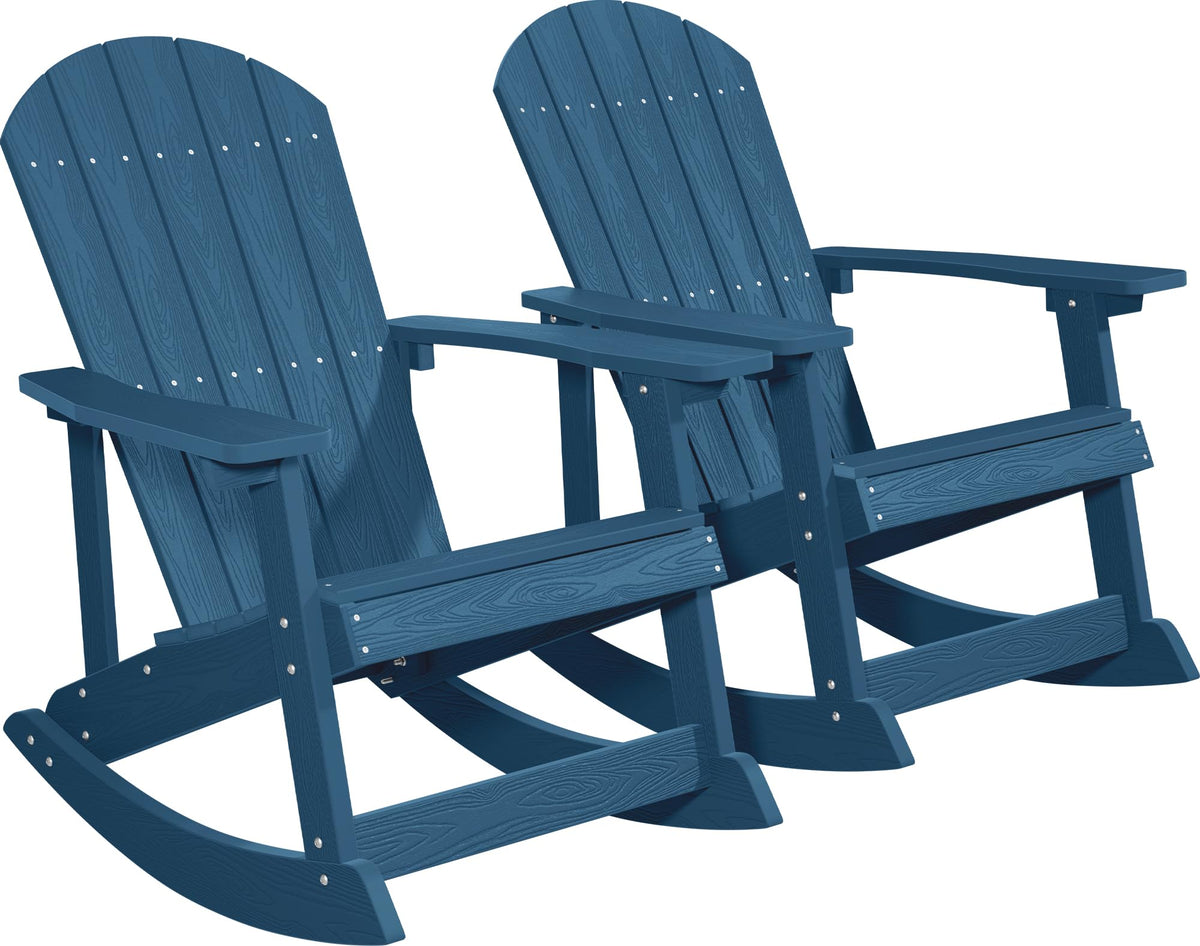 Navy Blue All-Weather Resistant Adirondack Rocking Chair Set of 2 Z530778