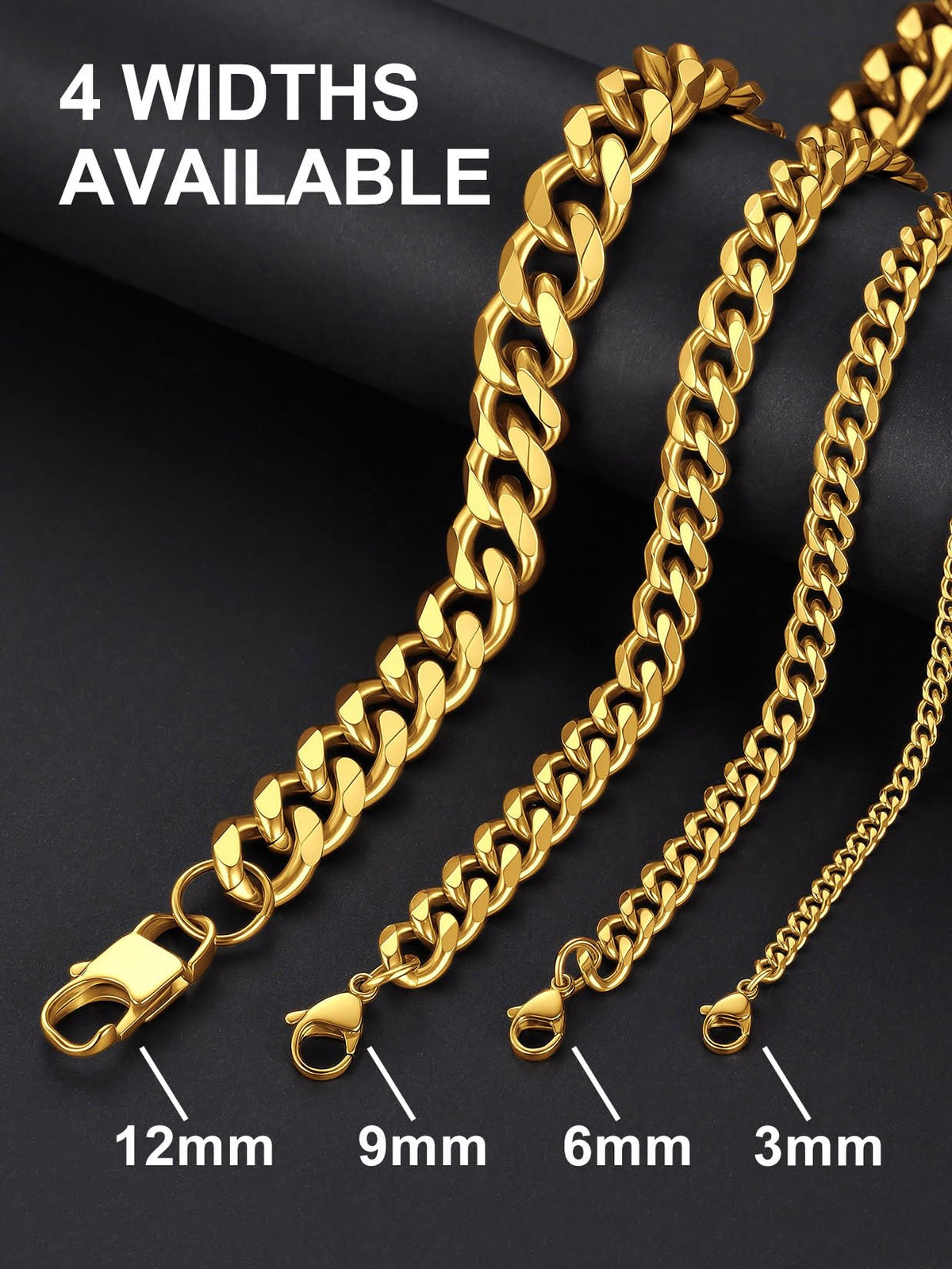 Black Stainless Steel Cuban Link Chain Necklace D1648