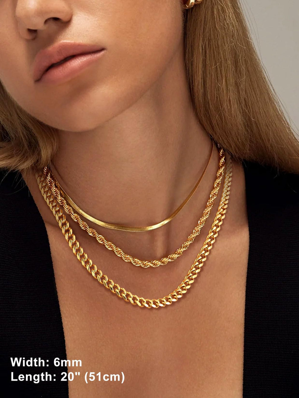 Black Stainless Steel Cuban Link Chain Necklace D1648