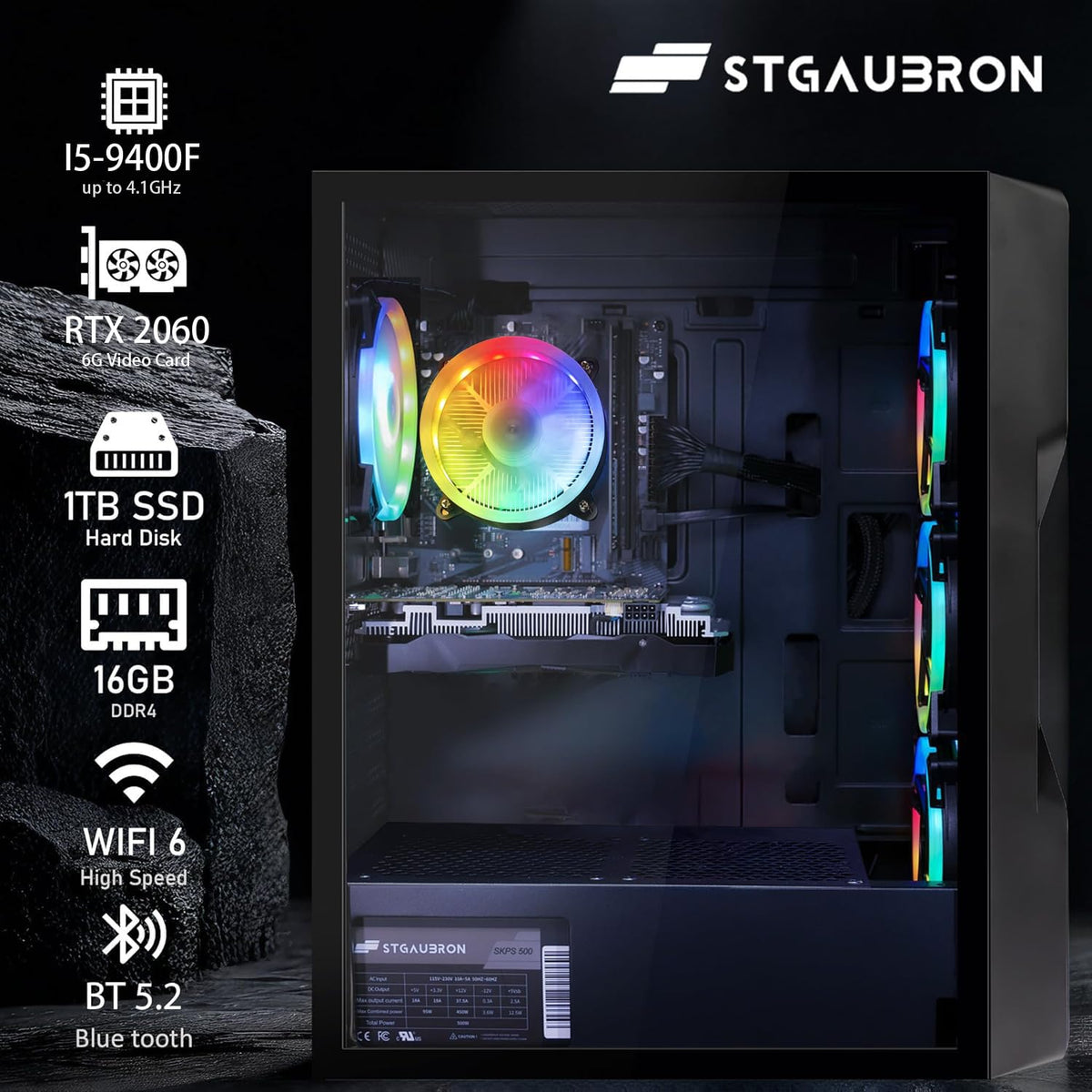 RGB PC Bundle with 24 inch FHD LED Monitor, Intel Core i5, GeForce RTX 2060, 16GB DDR4, 1TB SSD P3033