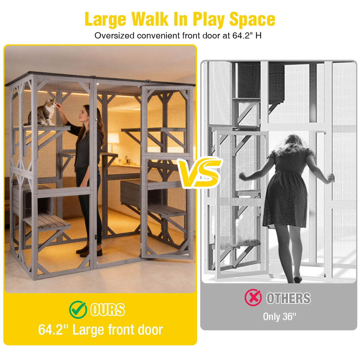 Extra Large 5-Level Outdoor Cat Enclosure with Cover D976046
