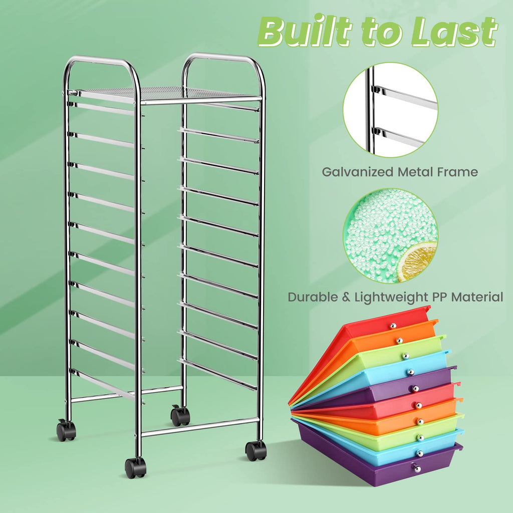 10 Drawer Rolling Storage Cart with Steel Frame Z98647