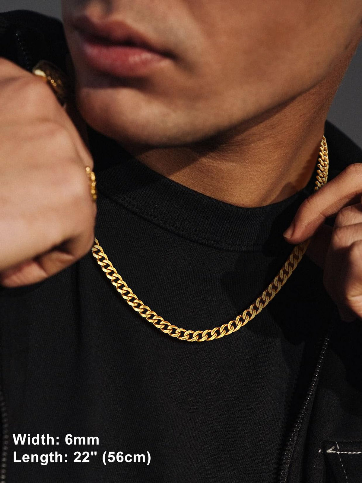 Black Stainless Steel Cuban Link Chain Necklace D1648
