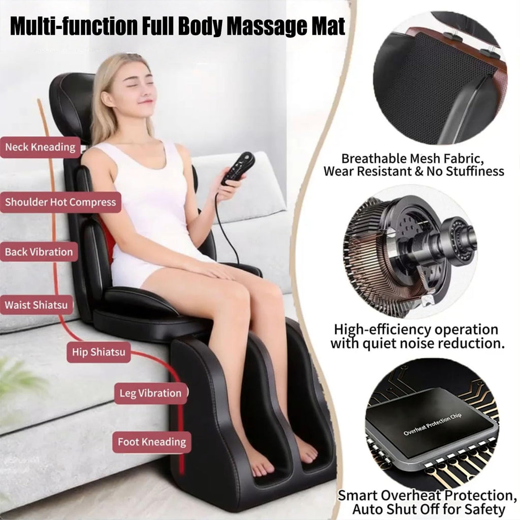 16D Electric Shiatsu Full Body Massage Mat with Foot Massager Z3007