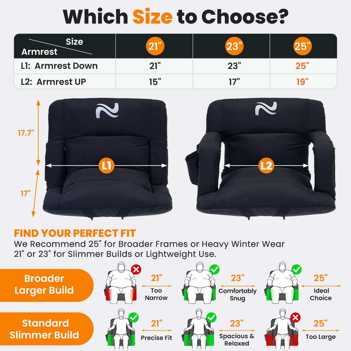 Extra Wide Padded Stadium Seats with Back Support U694668